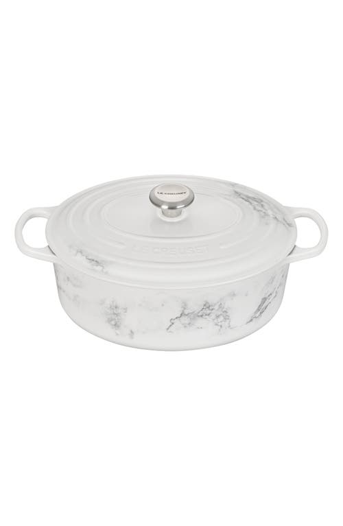 Le Creuset Signature 6.75-Quart Oval Enamel Cast Iron French/Dutch Oven with Lid in White Marble at Nordstrom