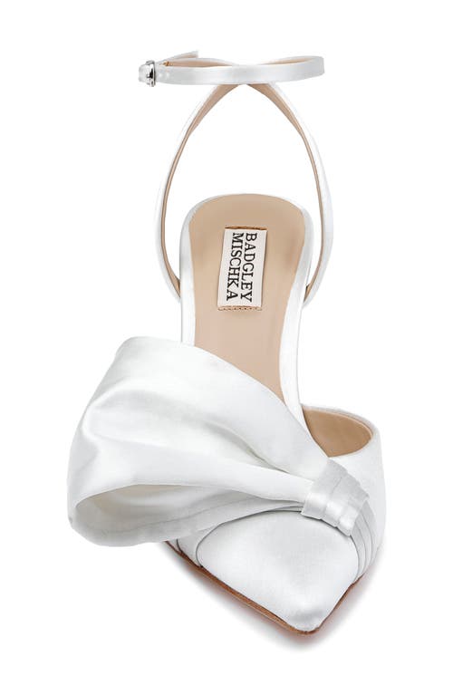 Shop Badgley Mischka Collection Alease Ankle Strap Pointed Toe Pump In White Satin