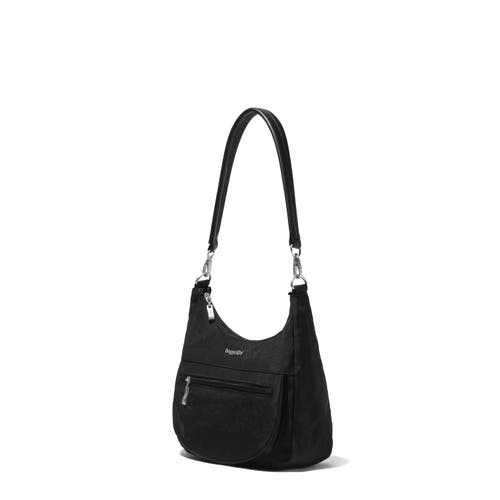 Baggallini Modern Pocket Half Moon Crossbody Shoulder Bag In Black