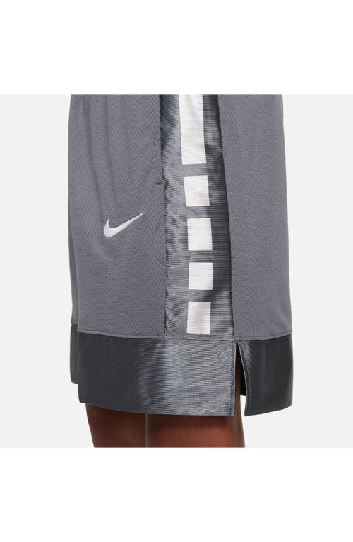 Shop Nike Kids' Dri-fit Elite Basketball Shorts In Smoke Grey/white