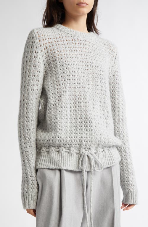 Johnstons Of Elgin Open Knit Donegal Cashmere Sweater In Pale Grey Donegal
