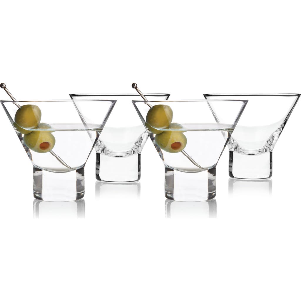 Viski Raye Crystal Heavy Base Martini Glasses Set Of 4 In Clear