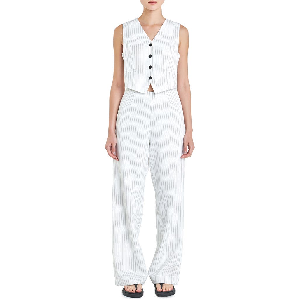 Grey Lab Vest Wide Leg Jumpsuit In White