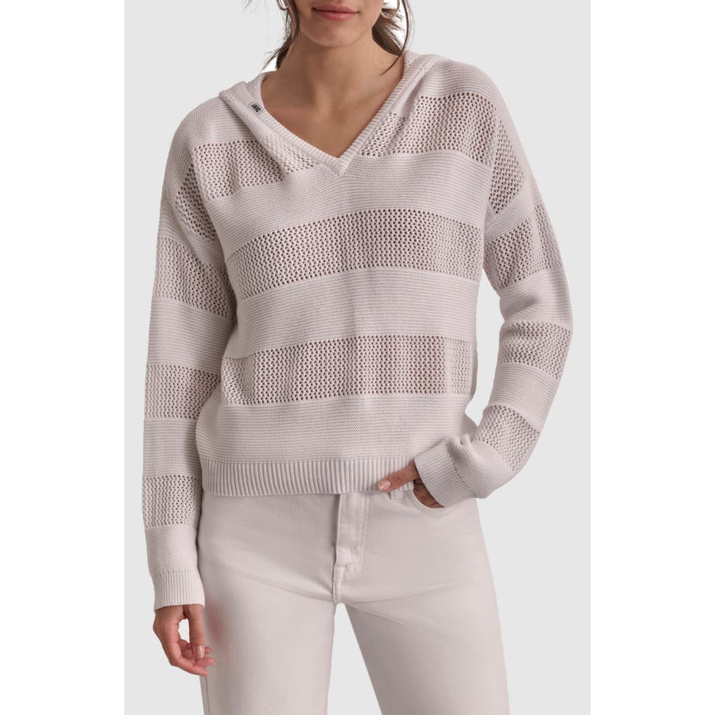 Shop Dkny Stripe Hooded Sweater In White/white