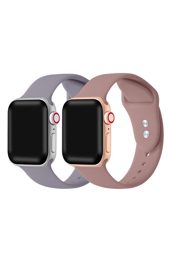 Shop The Posh Tech Assorted 2-pack Silicone Apple Watch® Watchbands In Purple/ Rose