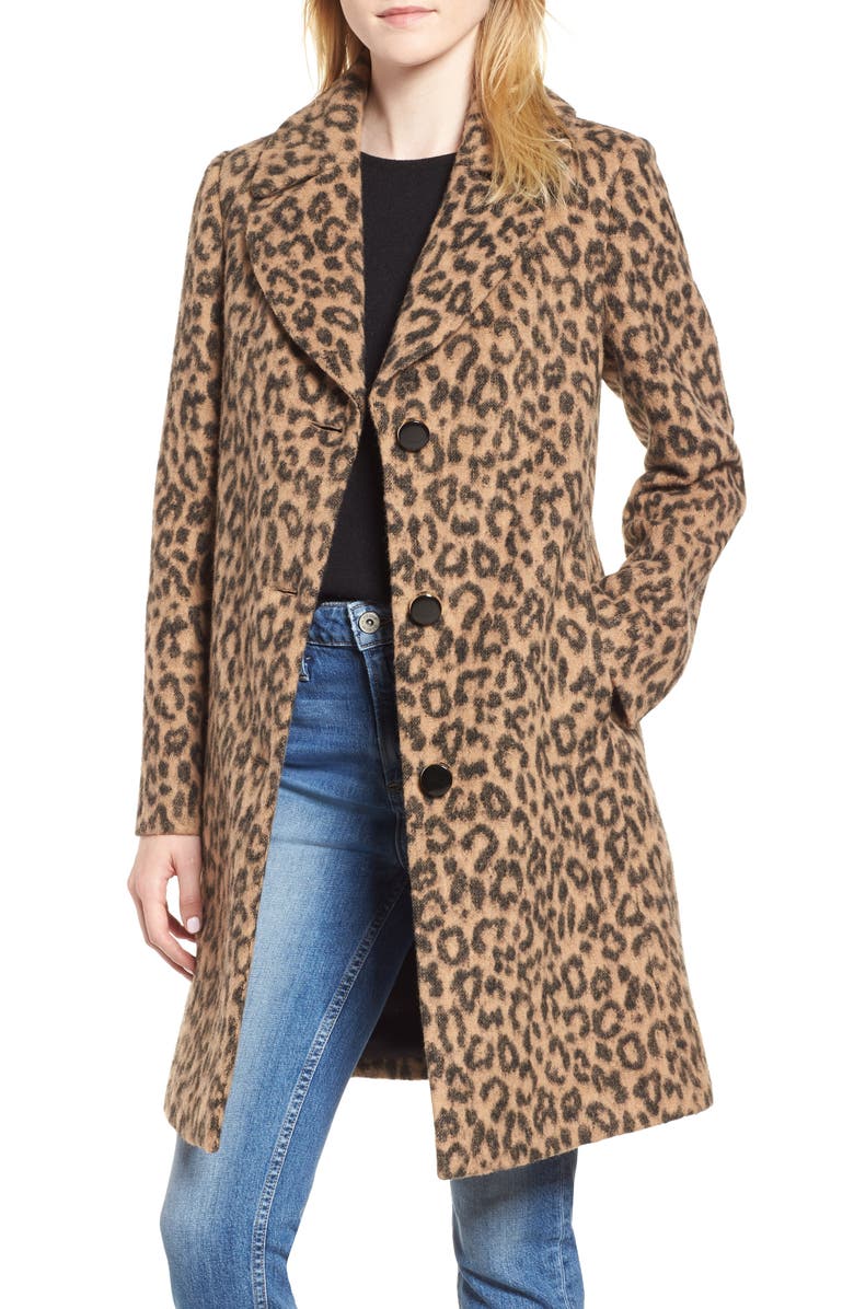 kate spade new york leopard print wool blend coat | Nordstrom