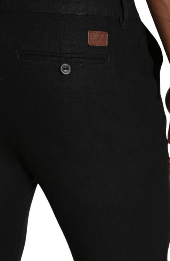 Shop Jachs Straight Fit Linen Blend Pants In Black