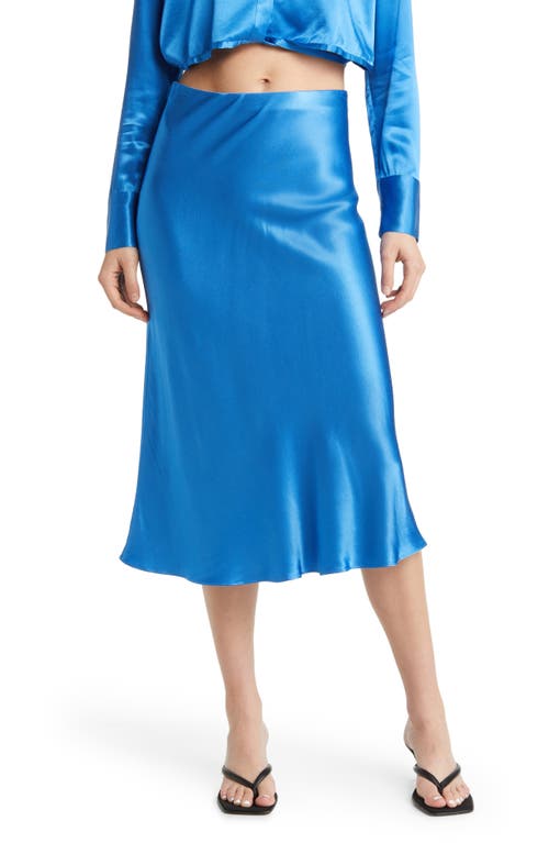 Rails Anya Satin Midi Skirt in Cobalt