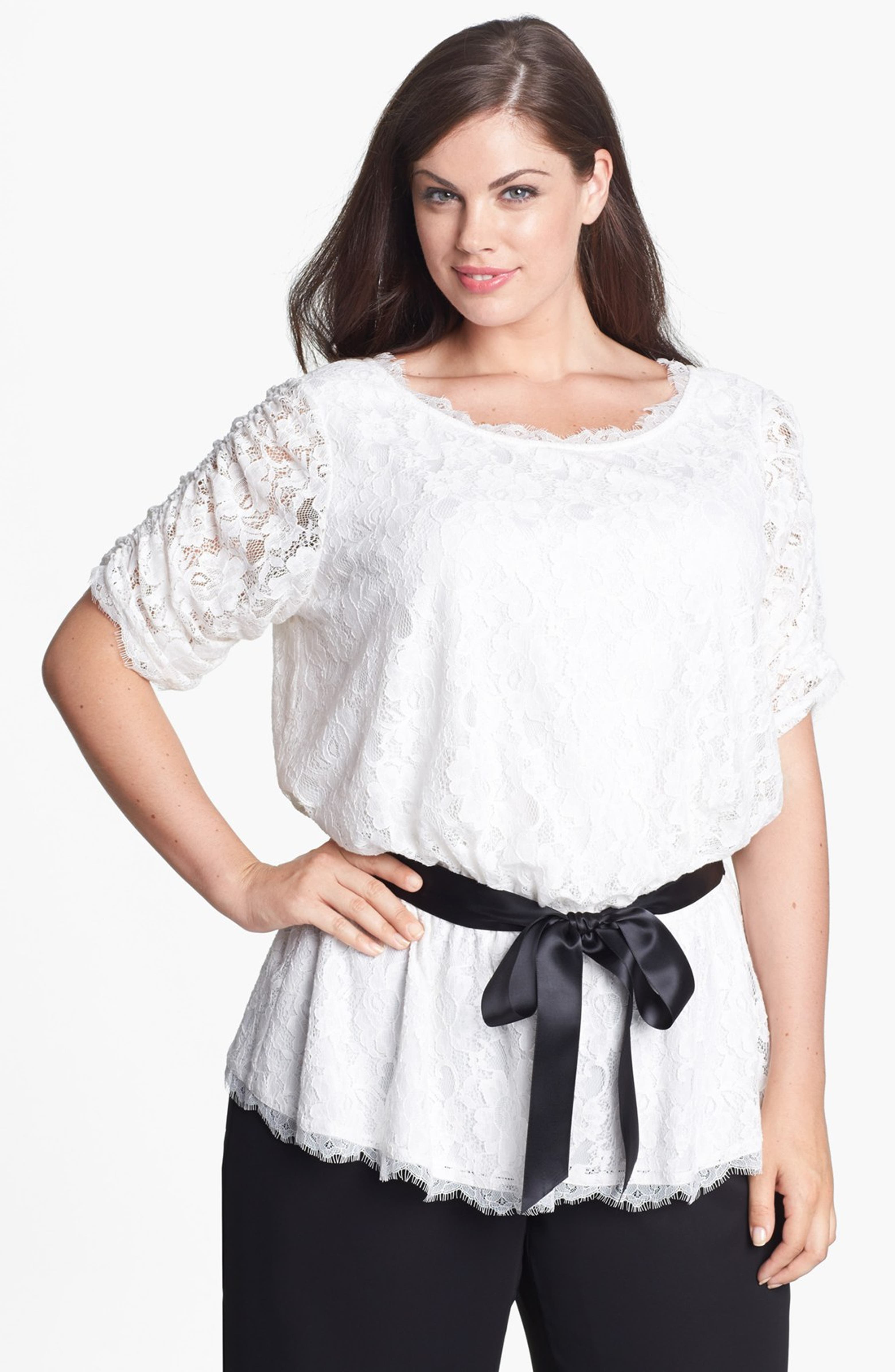 Adrianna Papell Lace Blouse (Plus Size) | Nordstrom