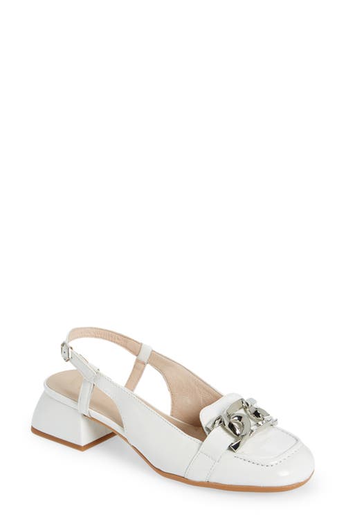 Chain Detail Slingback Pump in White Patent