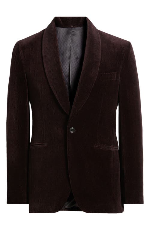 Shop Jack Victor Harley Shawl Collar Cotton Herringbone Dinner Jacket In Burgundy