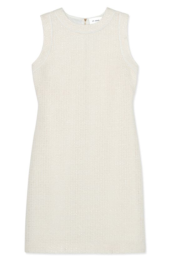 Shop St John Sleeveless Textured Weave Dress In Ivory Multi