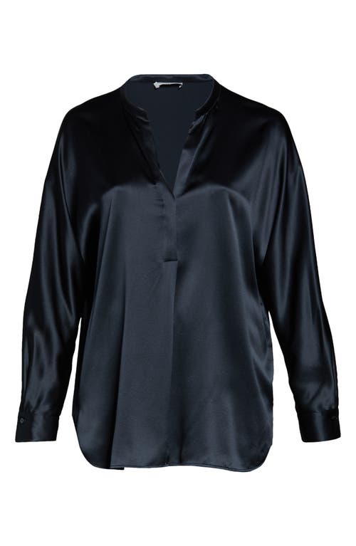 VINCE VINCE BAND COLLAR SILK TUNIC BLOUSE