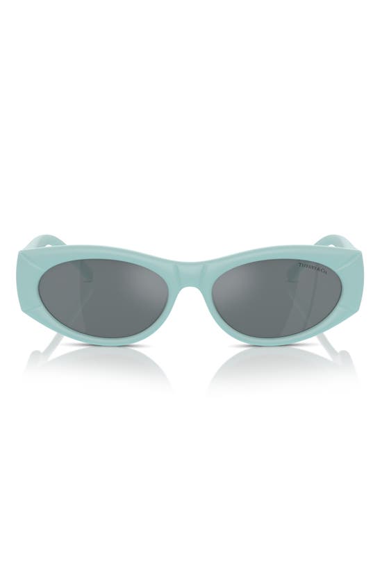 Shop Tiffany & Co 55mm Oval Sunglasses In Blue Grey