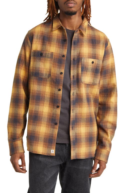 San Marcos Plaid Flannel Button-Up Shirt in Saffron