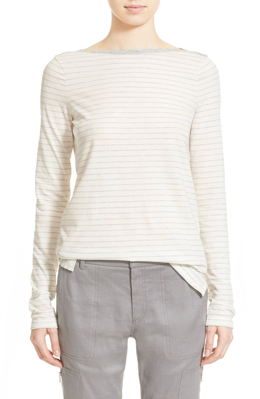 Vince Stripe Long Sleeve Boatneck Tee Nordstrom