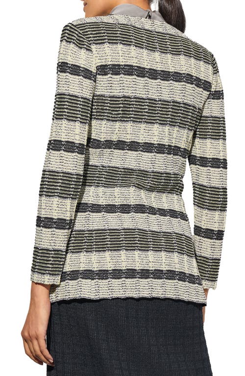 Ming Wang Heritage Fit Textured Knit Jacket In Mink/lemon/lunar Rock
