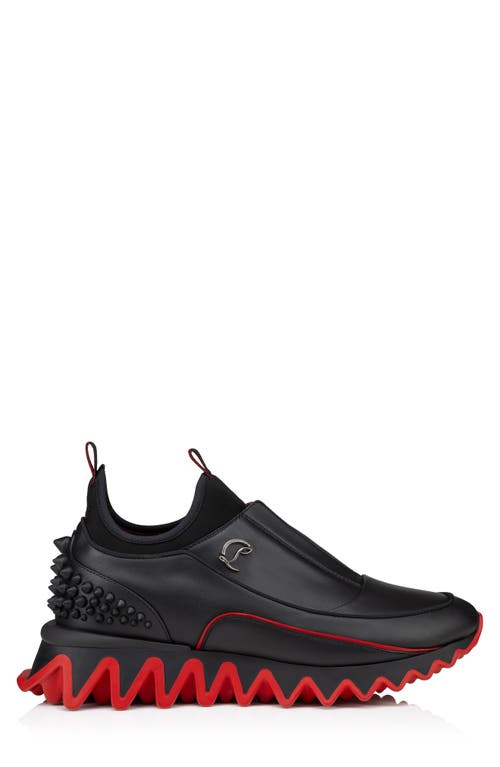 Shop Christian Louboutin Sharkyloub Spikes Slip-on Sneaker In Black