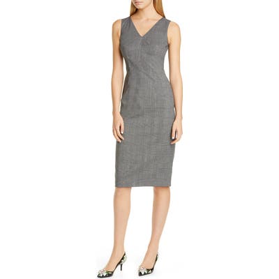 Dolce & gabbana Glen Plaid Stretch Wool Sheath Dress, US / 46 IT - Grey