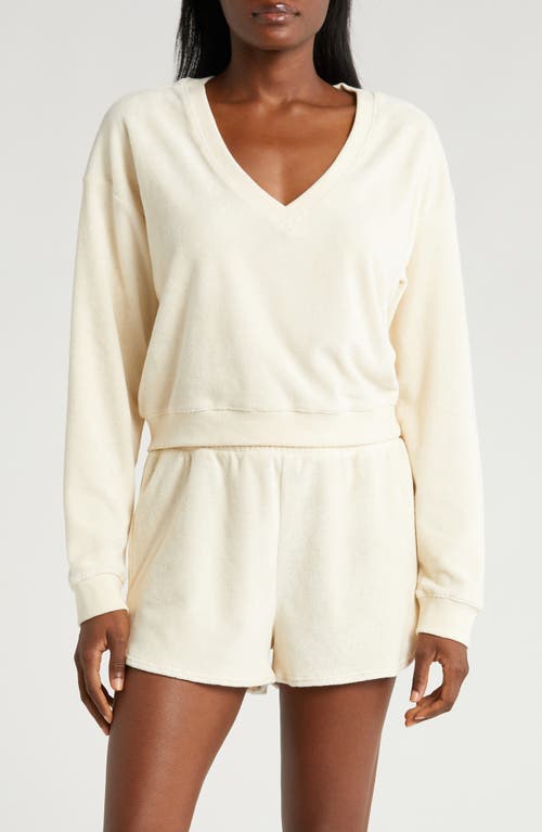 Tropez Terry Cloth Sweatshirt in Pristine Cream
