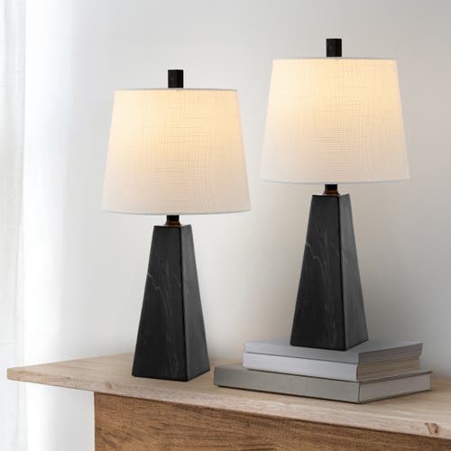 Jonathan Y Owen Table Lamp In Black Marble Finish- Set Of 2