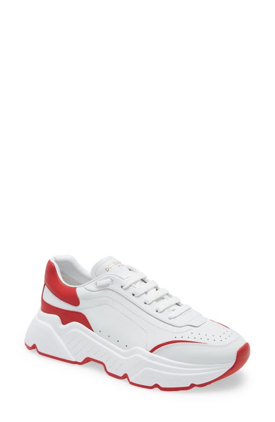 Dolce & Gabbana Nappa Daymaster Sneaker In White/ Red