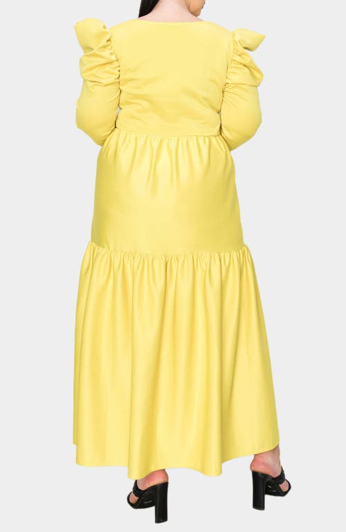 Shop L I V D Isabel Long Sleeve Tiered Maxi Dress In Yellow