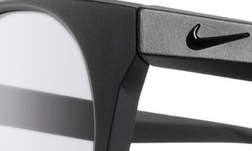 Nike Essential Horizon 51mm Round Blue Light Blocking Glasses In Matte Black/blue Light