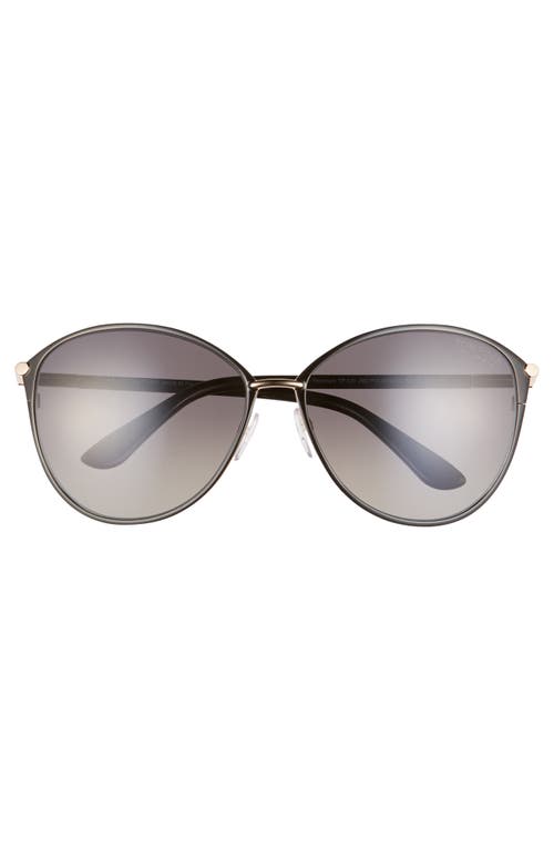 Shop Tom Ford Penelope 59mm Gradient Polarized Cat Eye Sunglasses In Shiny Rose Gold/smoke