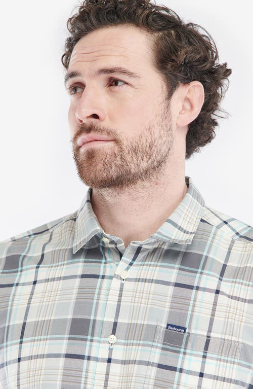 Barbour Embleton Plaid Short Sleeve Cotton Button-up Shirt In Aqua