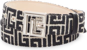 Balmain Monogram Buckle Suede Belt for Men