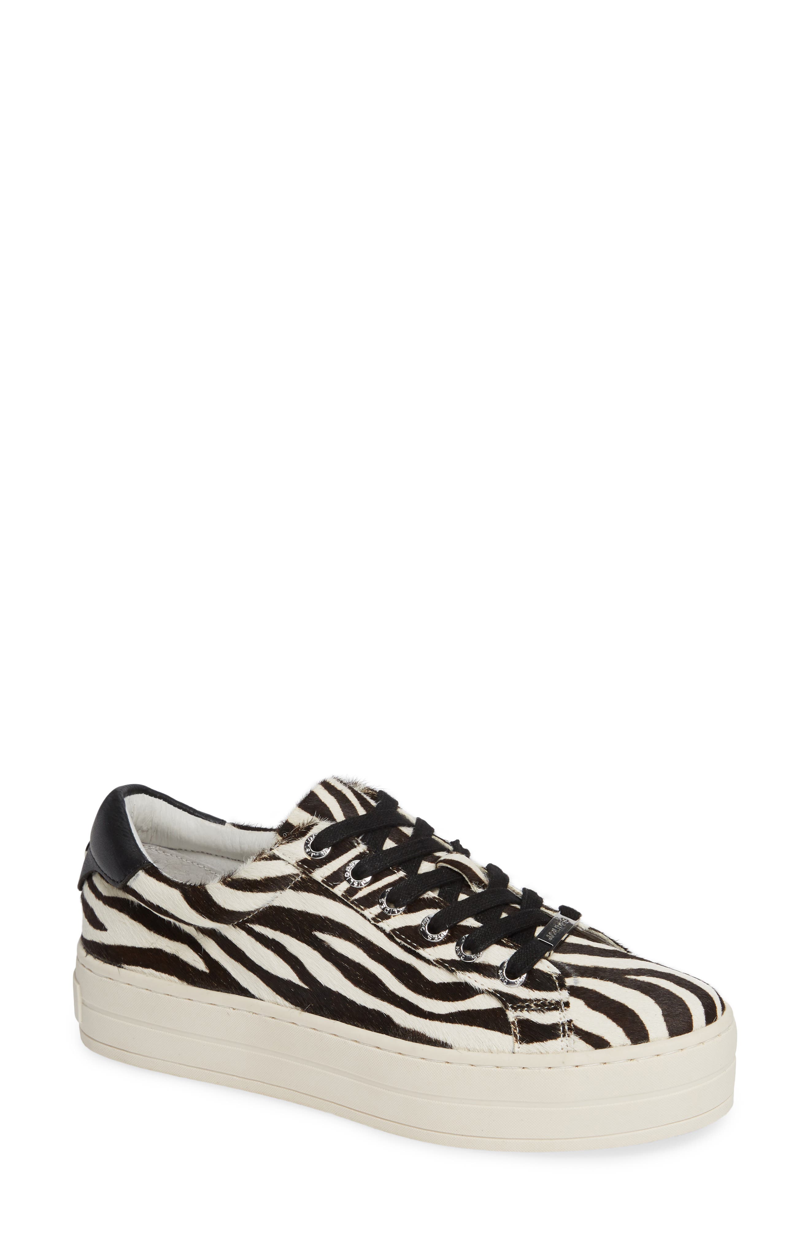 Jslides Hippie Genuine Calf Hair Platform Sneaker, Black