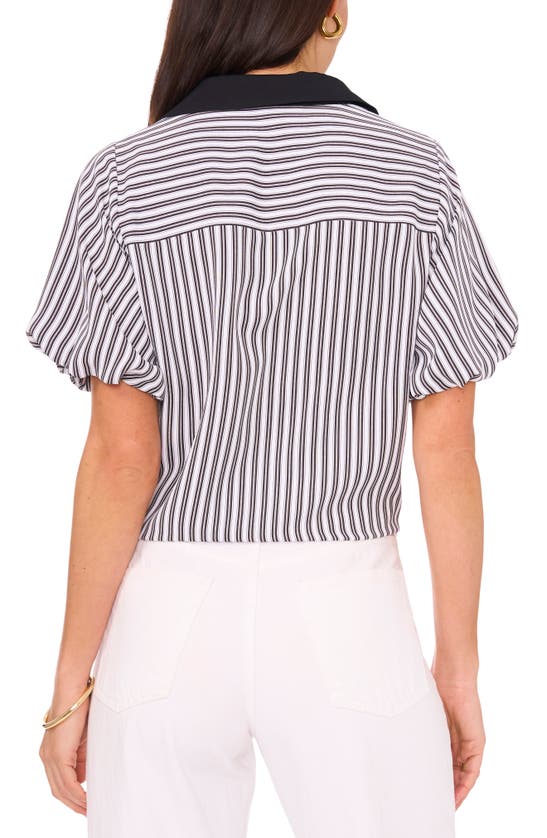 Shop Vince Camuto Tie Front Puff Sleeve Shirt In Coastal Grey