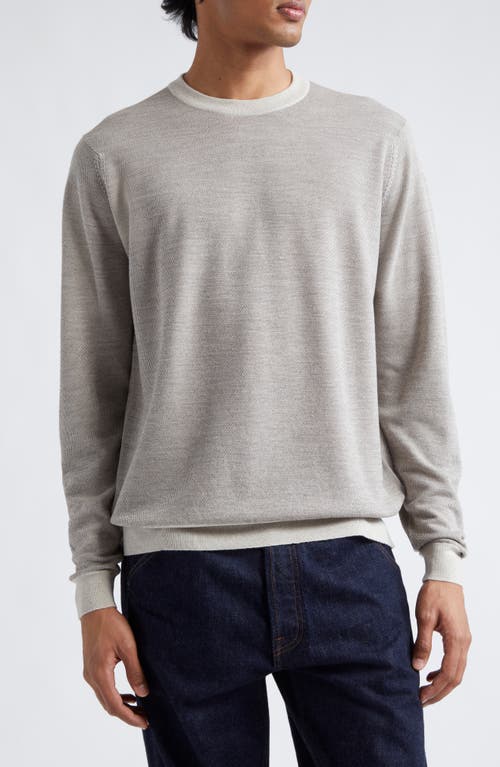 Shop John Smedley Singular Merino Wool Crewneck Sweater In Grey Fleece/mushroom