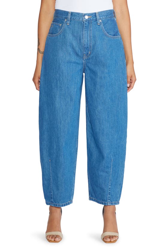 Shop Etica Ética Iris Relaxed Crop Taper Jeans In Lagoon Bay