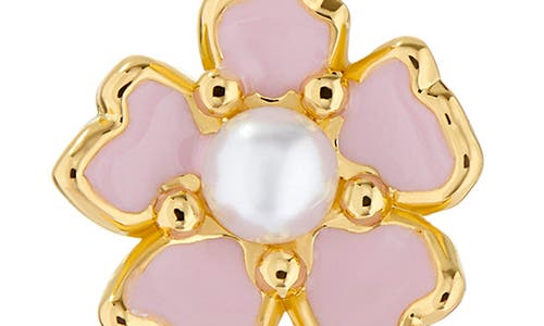 Shop Ted Baker London Peti Imitation Pearl Flower Stud Earrings In Gold Tone/light Pink/pearl