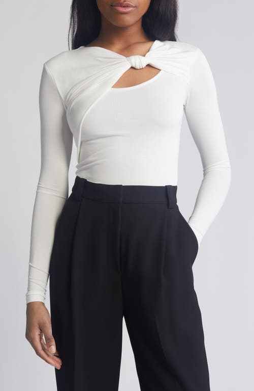 Thessa Knot Detail Long Sleeve Knit Top in Off White
