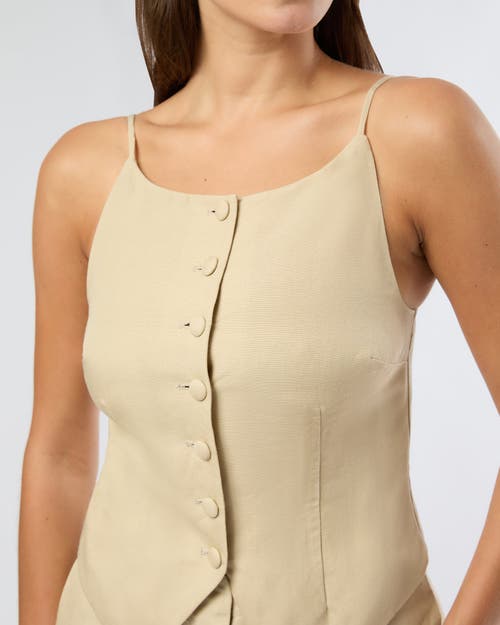 Onia Air Linen High Neck Top In Jute