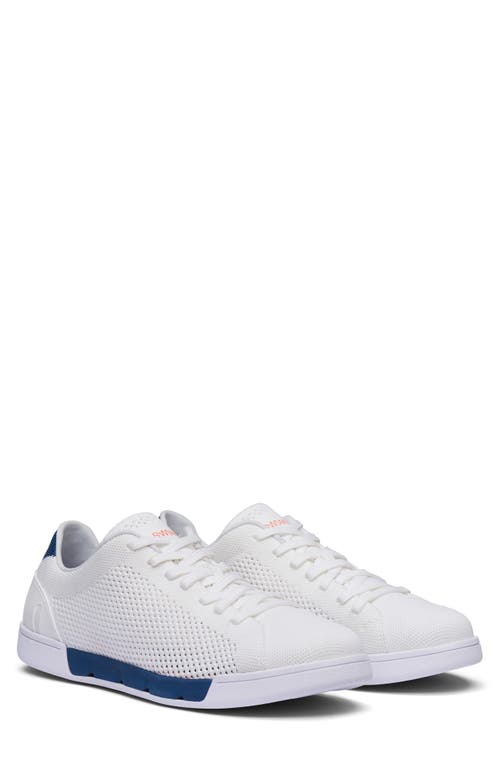 Swims Breeze Tennis Washable Knit Sneaker in White/Ensign Blue