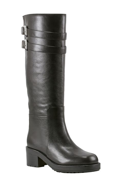 Block knee high boots best sale