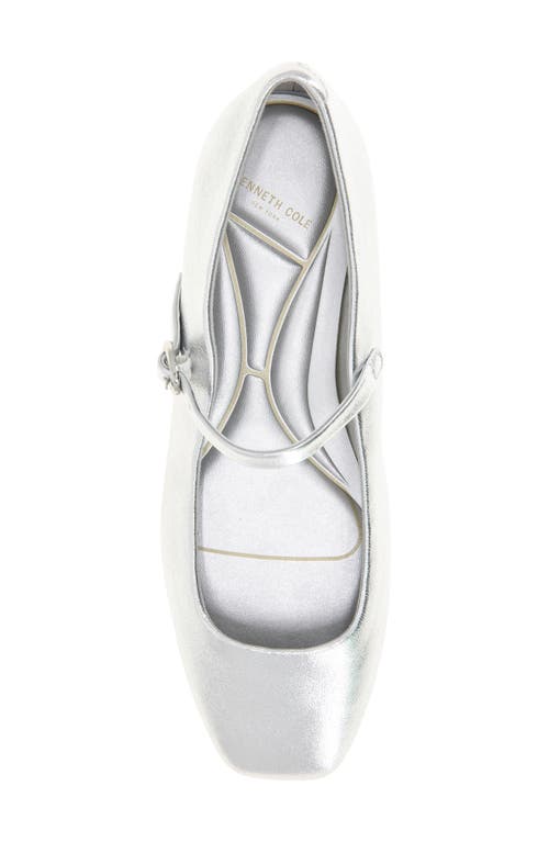 Kenneth Cole Jasper Mary Jane Flat In Silver Leather