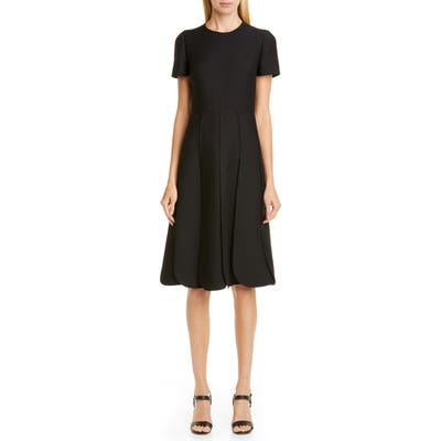 Valentino Pleated Wool & Silk Midi Dress, 8 IT - Black