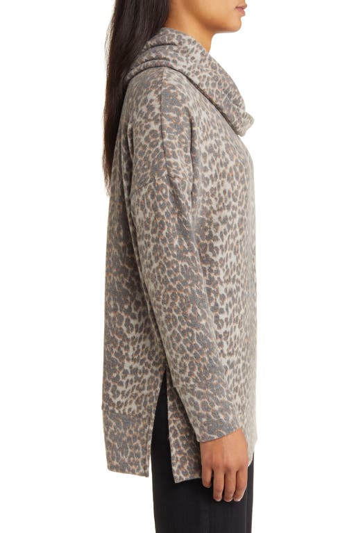 Shop Loveappella Cowl Neck Tunic In Gray/charcoal