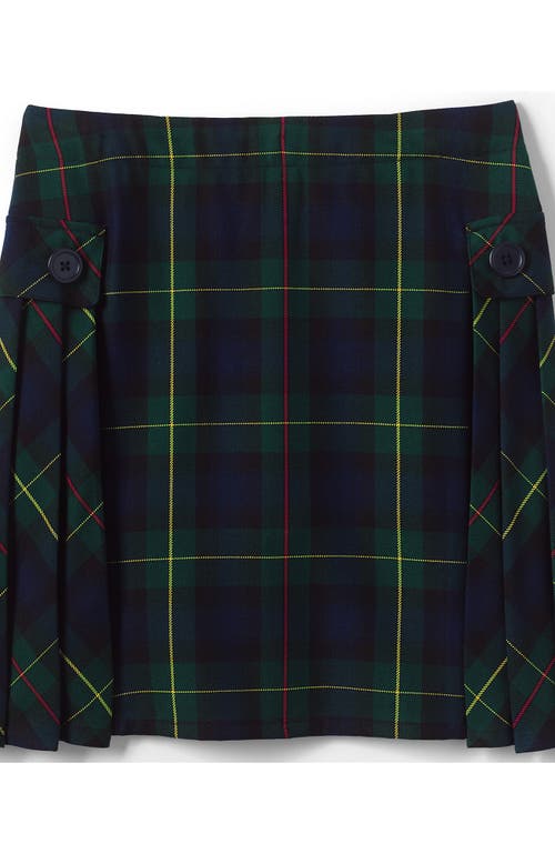 Shop Lands' End School Uniform Girls Plus Side Pleat Plaid Skort Above The Knee In Hunter/classic Navy Plaid