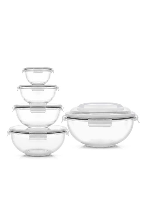 Shop Joyjolt Joyful By Jolt 5-piece Glass Mixing Bowl Set In Clear/black