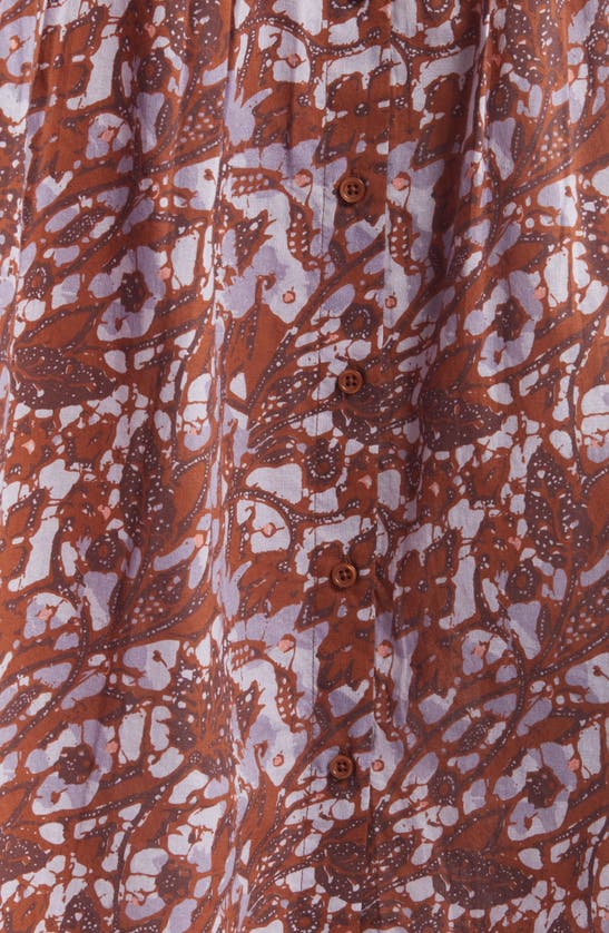 Shop Sessun Tassili Sun Print Button Front Midi Skirt In Rust Maybell