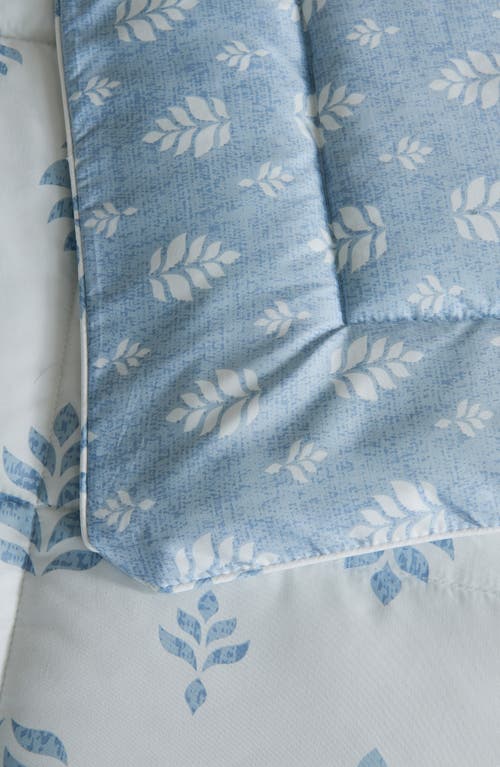 Woven & Weft Reversible Print Comforter Set In White Blue Floral Print