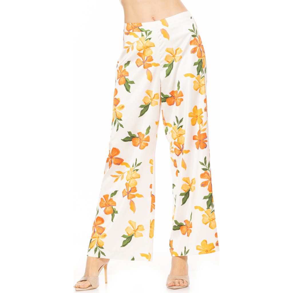 Alexia Admor Women's Cerise Floral Wide Leg Pants In Ivory Floral