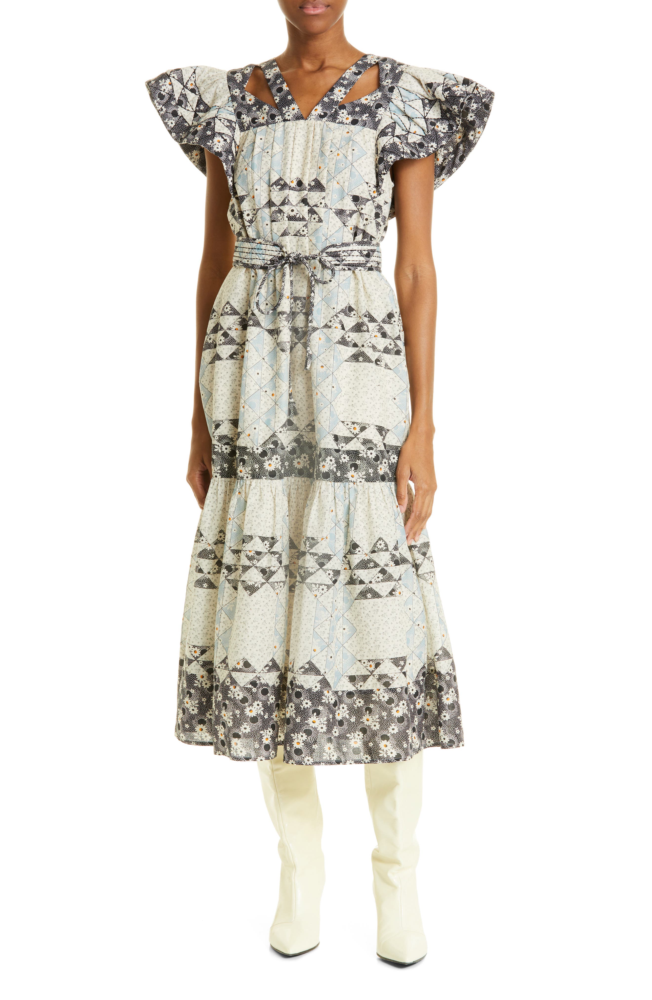 Sea Clemence Flutter Sleeve Cotton Midi 
