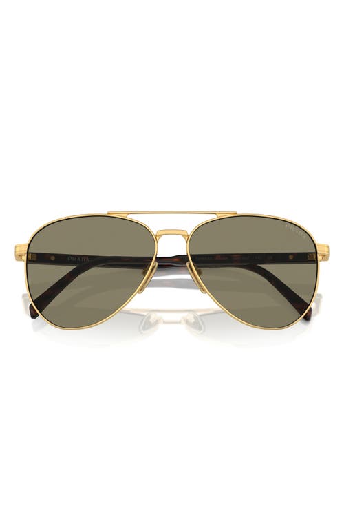 Shop Prada 58mm Pilot Sunglasses In Gold/lite Brown